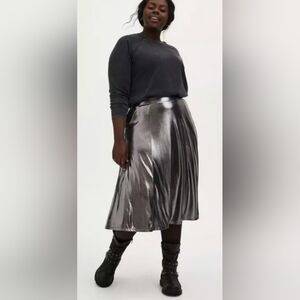 Torrid Metal Grey Liquid Shine Midi Skirt